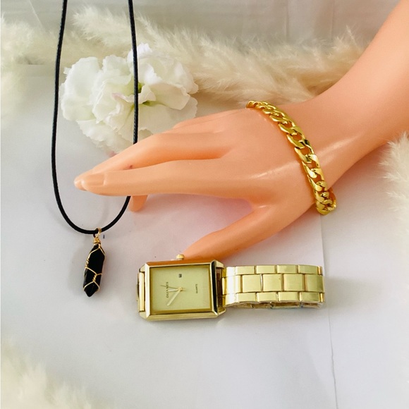 2pcs Gold color Watch This Fashionable Watch Designed Man are Women - Picture 8 of 8